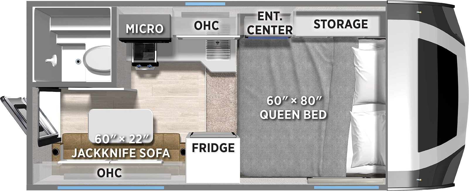 The Real Lite Truck Camper HS-1803 floorplan features include: toilet.